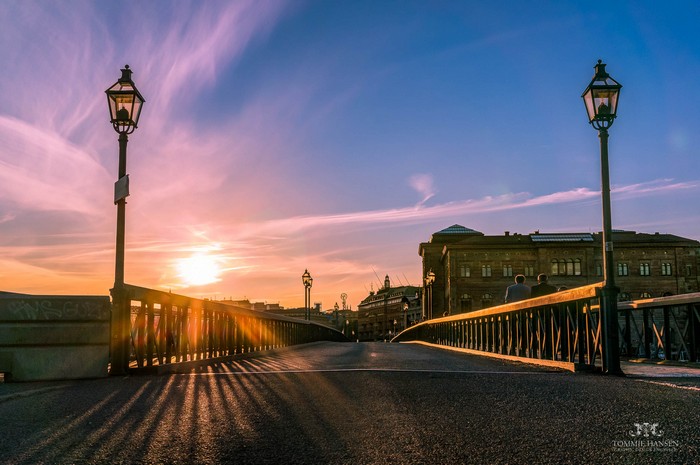 瑞典 与自然串联 Skeppsholmsbron at Sunset, Stockholm