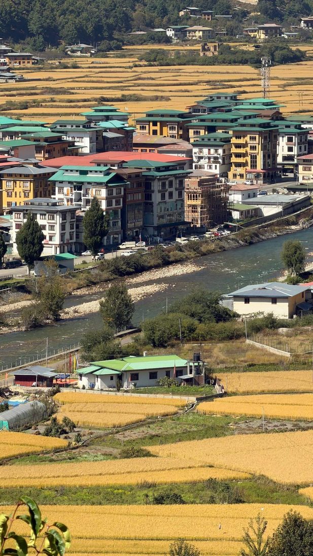 River and farmland in town